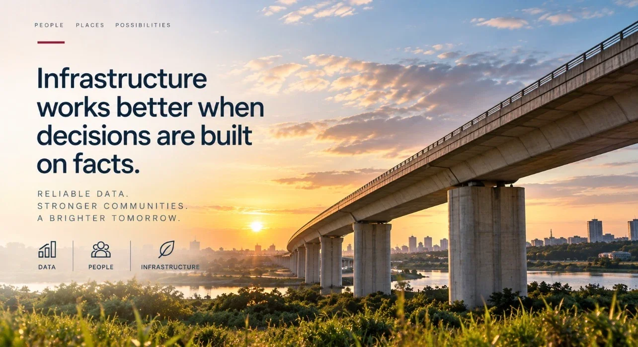 Bridge infographic explaining how facts support reliable infrastructure decisions, stronger communities and a brighter tomorrow.